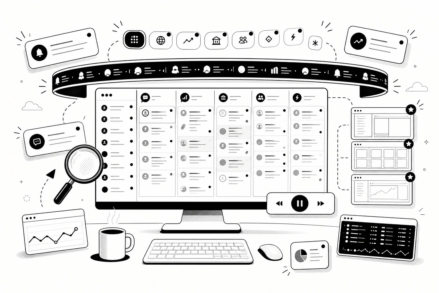 Playful FinTiq illustration inspired by the build concept