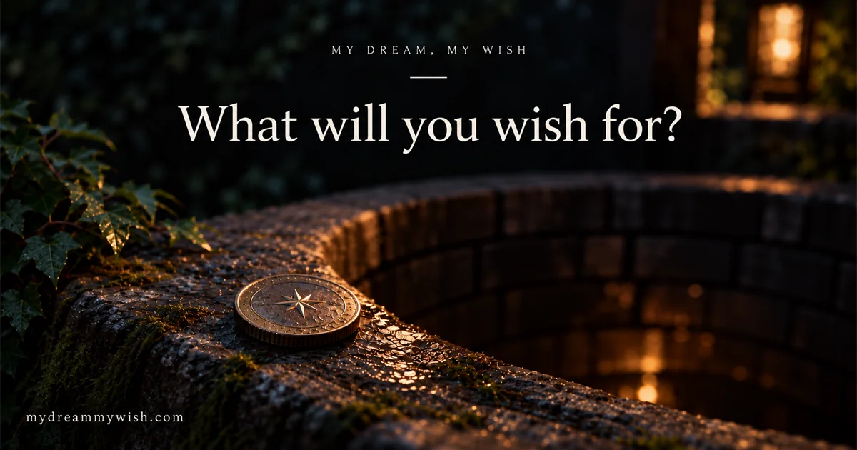 My Dream, My Wish launch artwork: a gold coin on a stone well beneath the question What will you wish for?