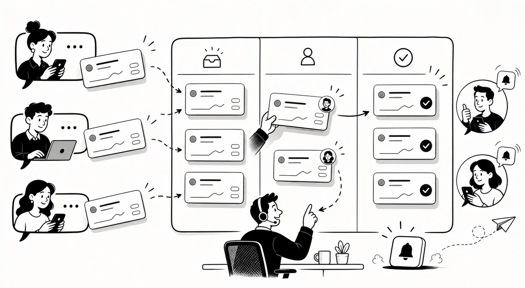 Playful Order Chat illustration inspired by the build concept