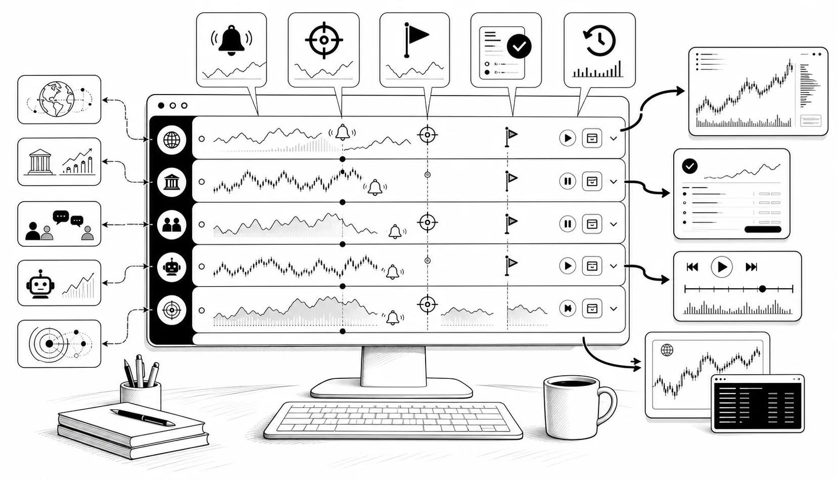 Playful Ticker Notification illustration inspired by the build concept