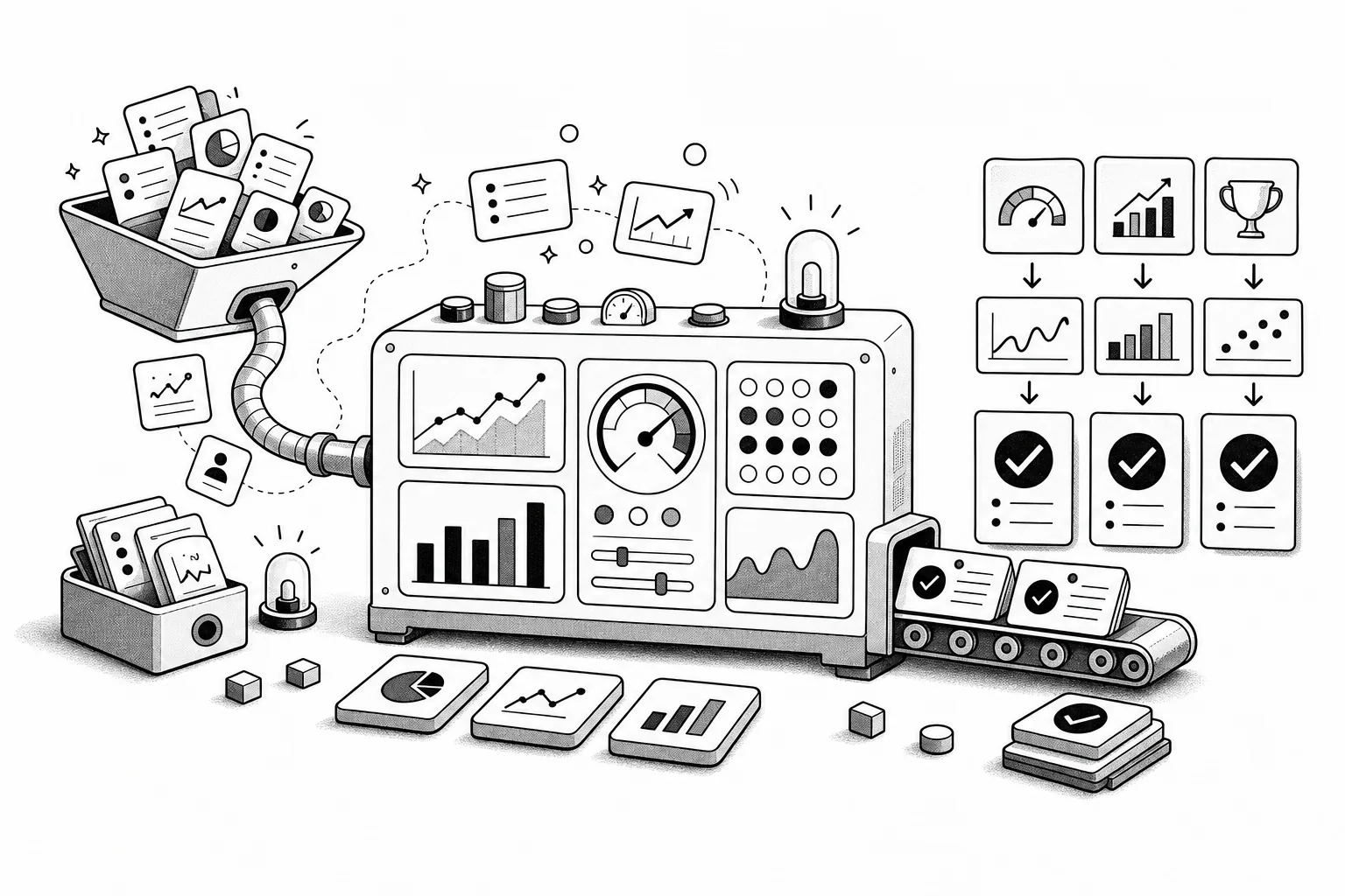 Playful TraderAnalytics.com illustration inspired by the build concept