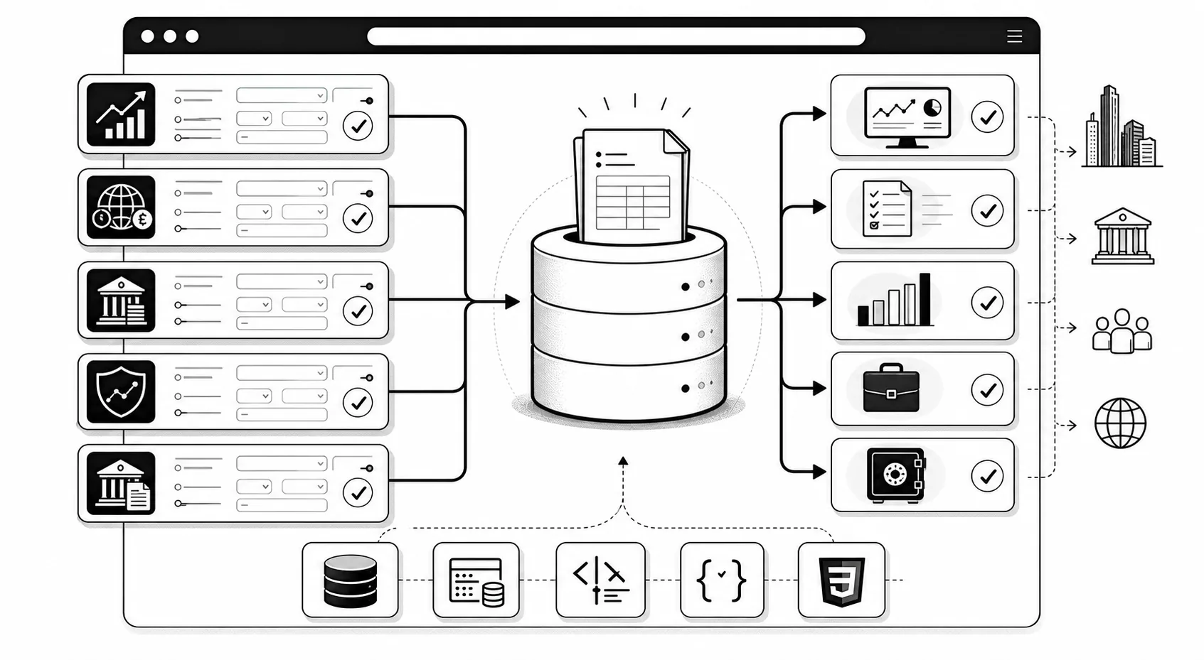 Playful Web-Based Trade Capture for Hedge Funds illustration inspired by the build concept