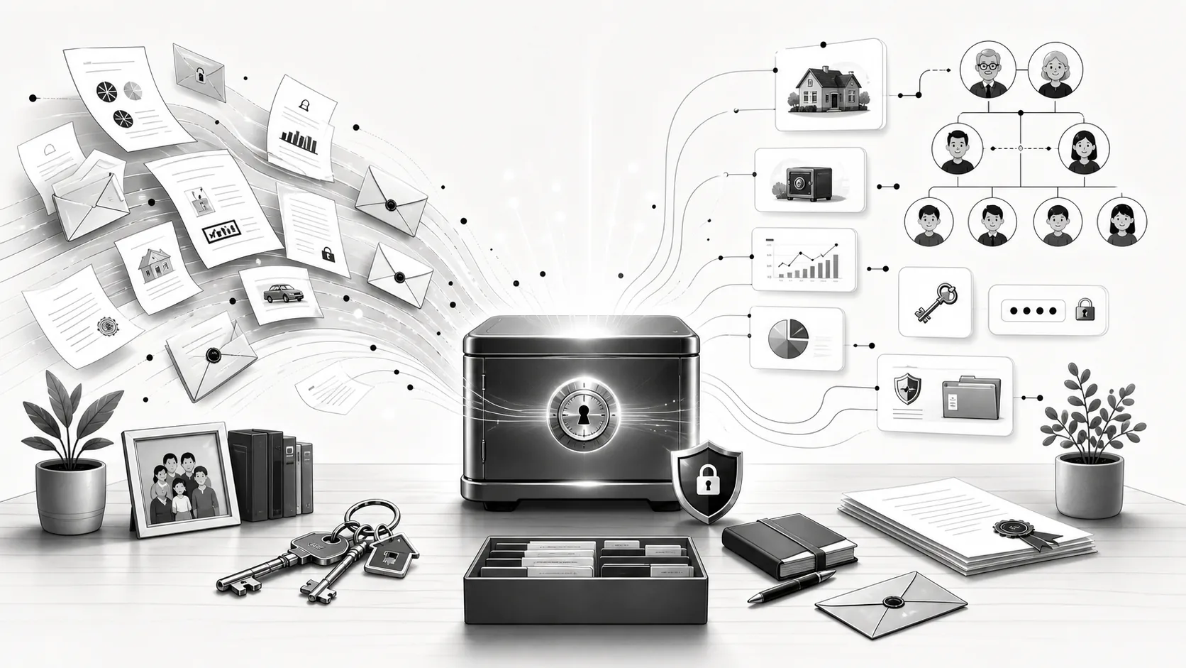 Playful EstateBox.com illustration inspired by the idea concept