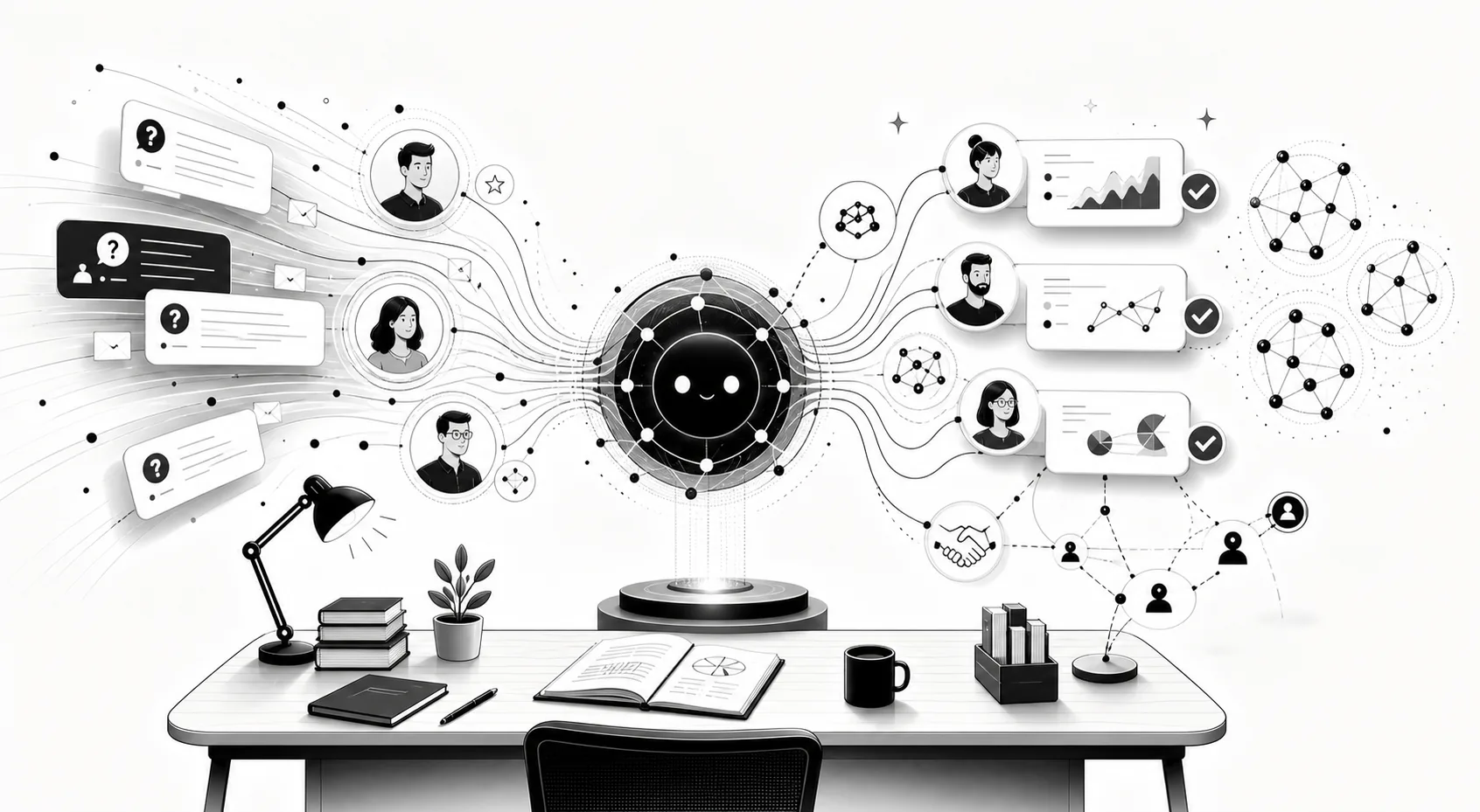 Playful Knowledge Matching App illustration inspired by the idea concept