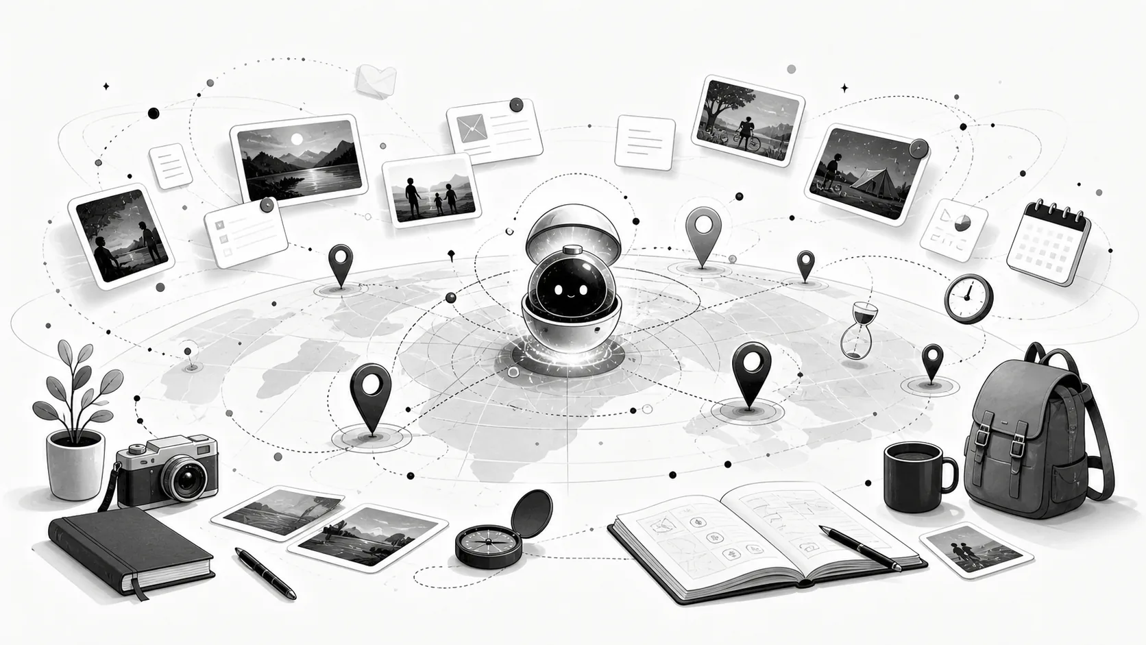 Playful OrbitThis.com illustration inspired by the idea concept