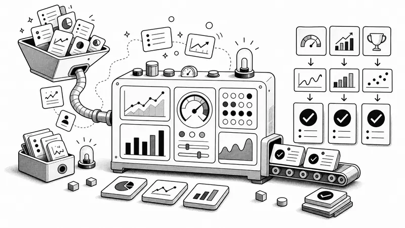 Monochrome illustration of trading analytics workflows
