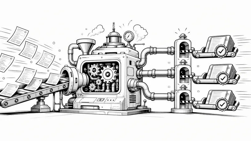 Monochrome illustration of the TradeManager workflow