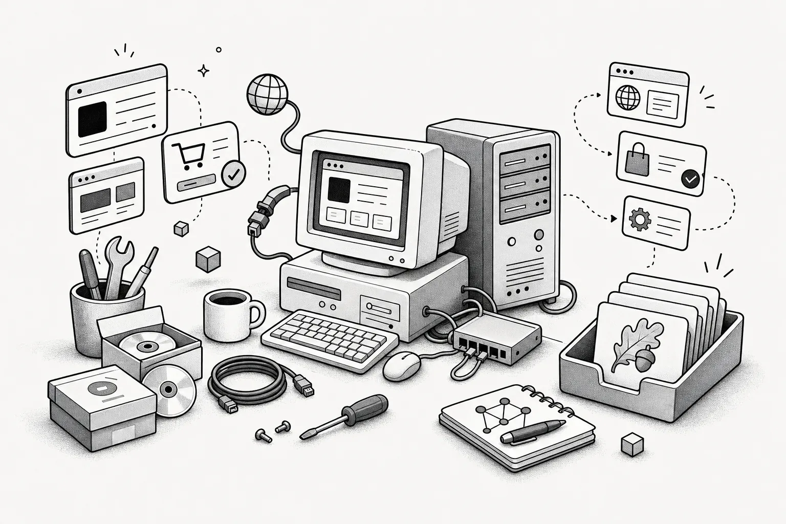 Playful Cool Oak Technologies illustration inspired by the startup